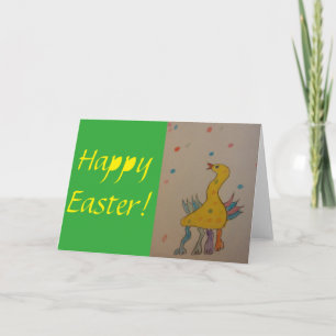 Happy Easter Kids Drawing Greeting Card