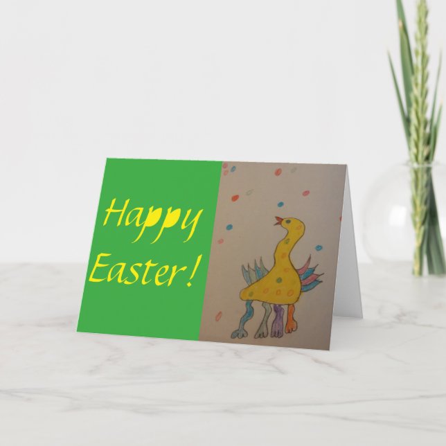 Happy Easter Kids Drawing Greeting Card (Front)