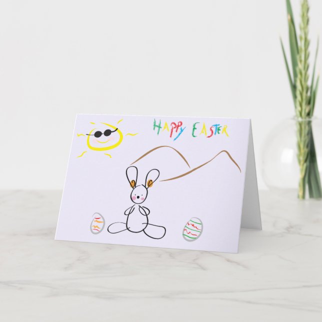 Happy Easter - Kids Drawing Holiday Card (Front)