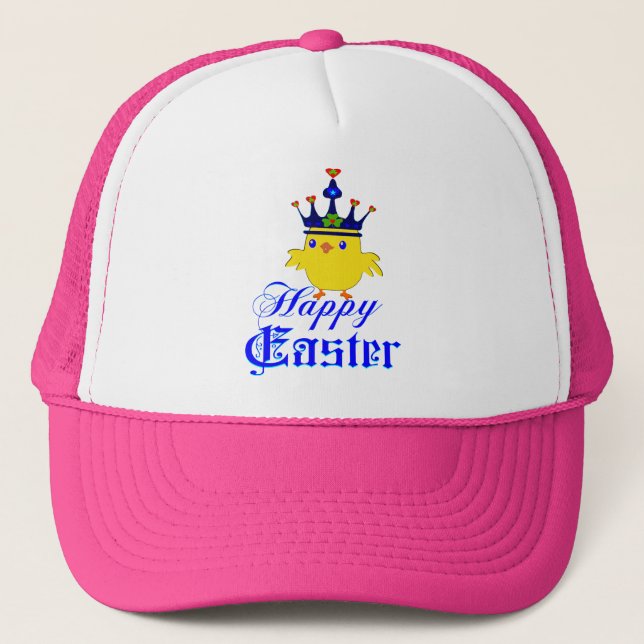 ♫♥Happy Easter King Chicken Fun Trucker Hat♥♪ Hat (Front)