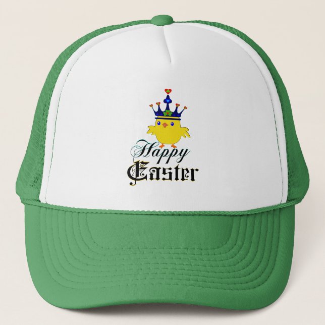 ♫♥Happy Easter King Chicken Fun Trucker Hat♥♪ Hat (Front)