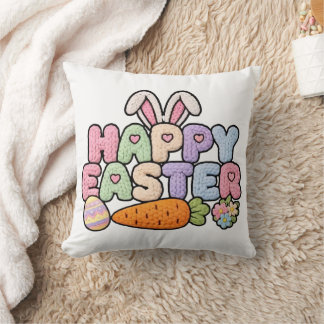 Happy Easter Knitted Yarn Texture Pastel Holiday G Cushion