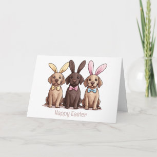 Happy Easter Labrador Retriever Dogs Bunny Ears Card