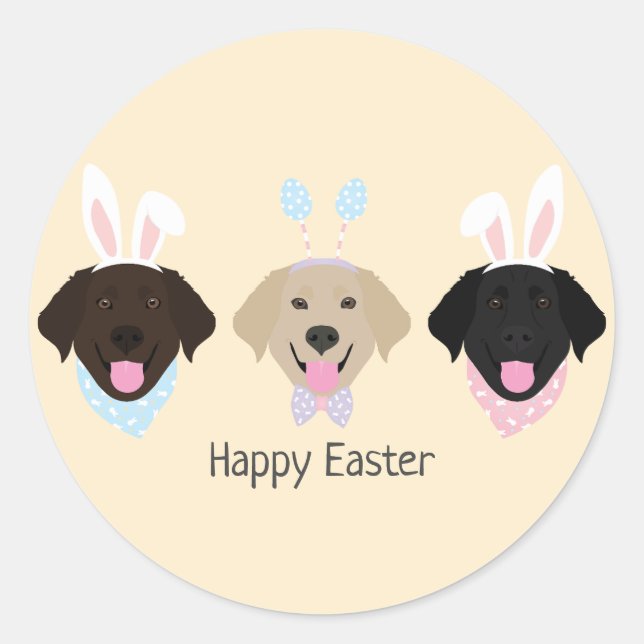 Happy Easter Labrador Retriever Dogs Classic Round Sticker (Front)