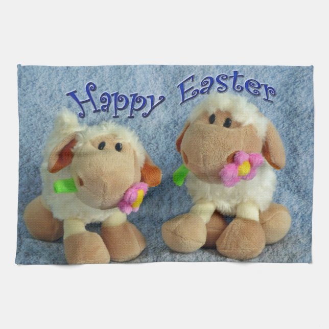 Happy Easter Lambs Tea Towel (Horizontal)