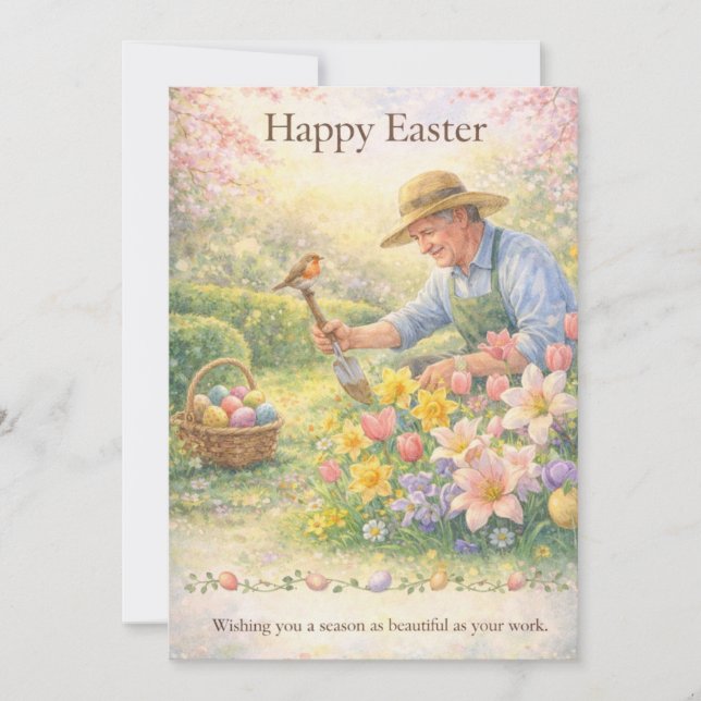 Happy Easter Landscaper Gardener Occupation Holiday Card (Front)