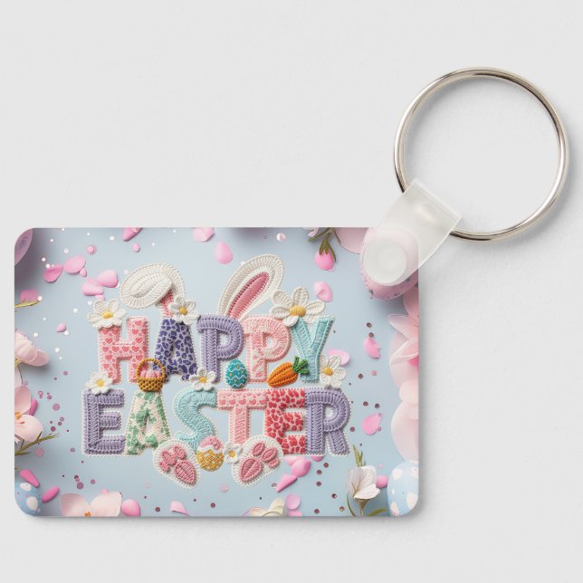 Happy Easter "Latch Yarn" Key Ring (Front)