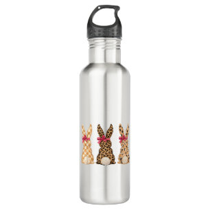Happy Easter Leopard Bunny Coquette Bow Girl Women 710 Ml Water Bottle