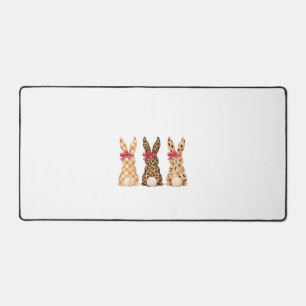 Happy Easter Leopard Bunny Coquette Bow Girl Women Desk Mat