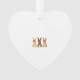 Happy Easter Leopard Bunny Coquette Bow Girl Women Ornament