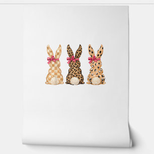 Happy Easter Leopard Bunny Coquette Bow Girl Women Wallpaper