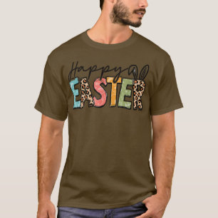 Happy Easter Leopard Bunny Raabit Women Girls Kids T-Shirt