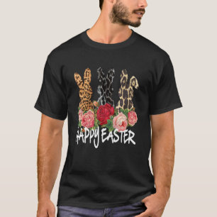 Happy Easter Leopard Easter Bunny Rabbit Trio Cute T-Shirt