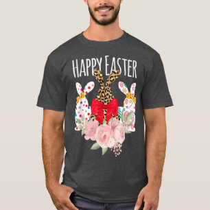 Happy Easter Leopard Easter Day Bunny Rabbit Trio T-Shirt