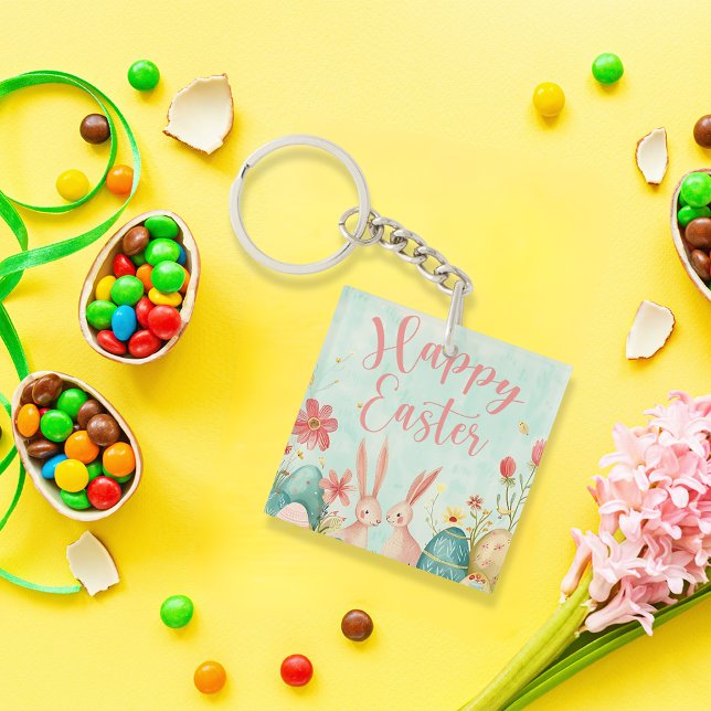 Happy Easter light green watercolor Key Ring (Happy Easter light green watercolor Key Ring)