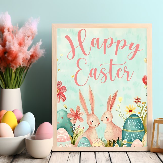 Happy Easter light green watercolor  Poster (Happy Easter light green watercolor Poster)