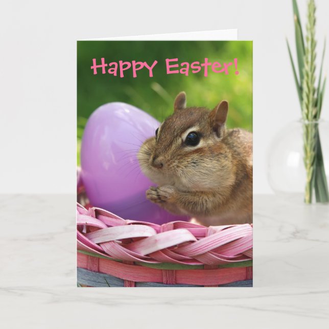Happy Easter Little Chipmunk Holiday Card (Front)