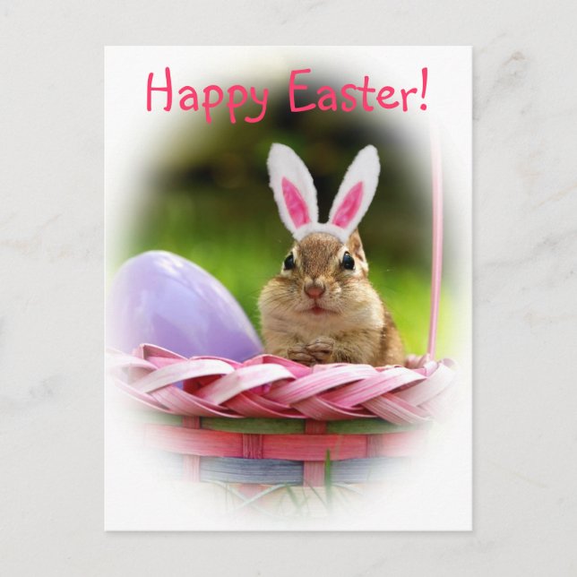 Happy Easter Little Chipmunk Holiday Postcard (Front)