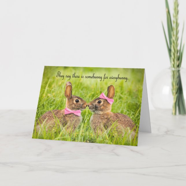 Happy Easter Love Bunnies Romance Holiday Card (Front)