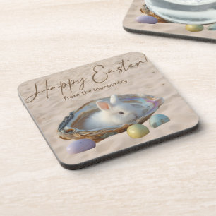 Happy Easter Lowcountry Oyster Shell and Bunny Coaster