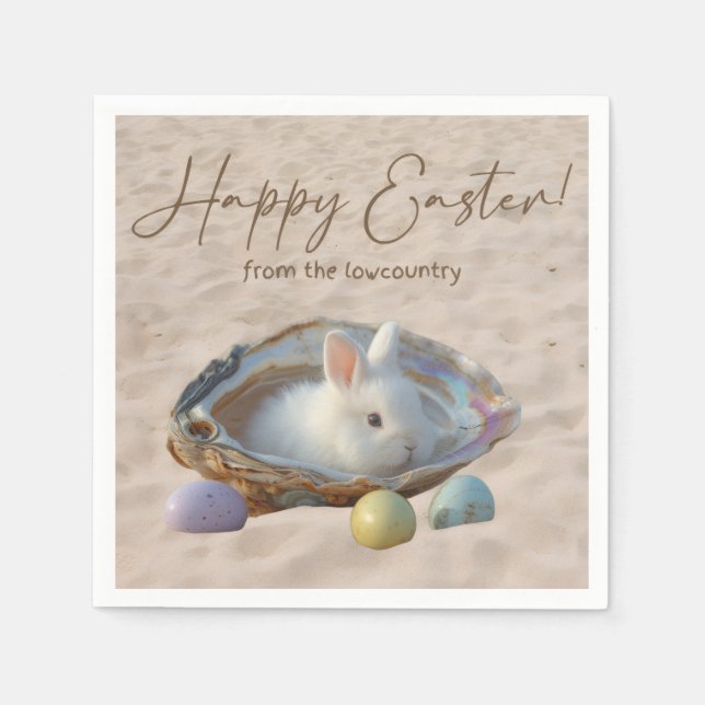 Happy Easter Lowcountry Oyster Shell and Bunny Napkin (Front)