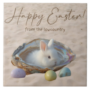 Happy Easter Lowcountry Oyster Shell and Bunny Tile
