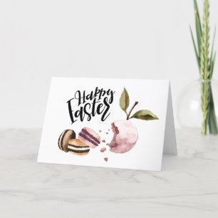 Happy Easter   Macaroons and Fruit Minimal Spring Holiday Card