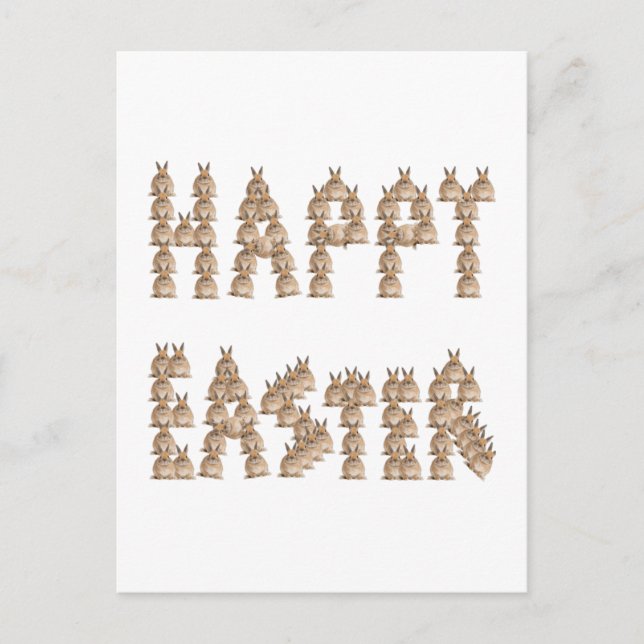 Happy Easter Made Of Bunnies! | Funny Easter Postcard (Front)