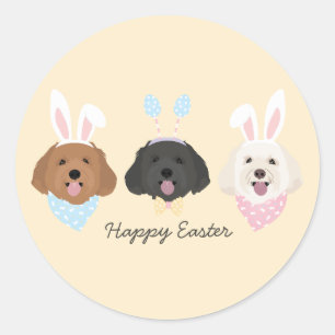 Happy Easter Maltipoo Dogs Classic Round Sticker