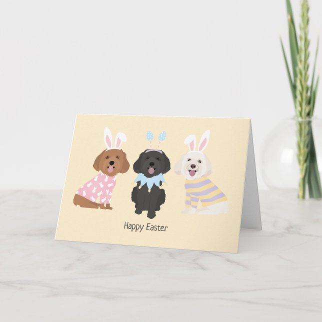 Happy Easter Maltipoo Dogs Holiday Card (Front)