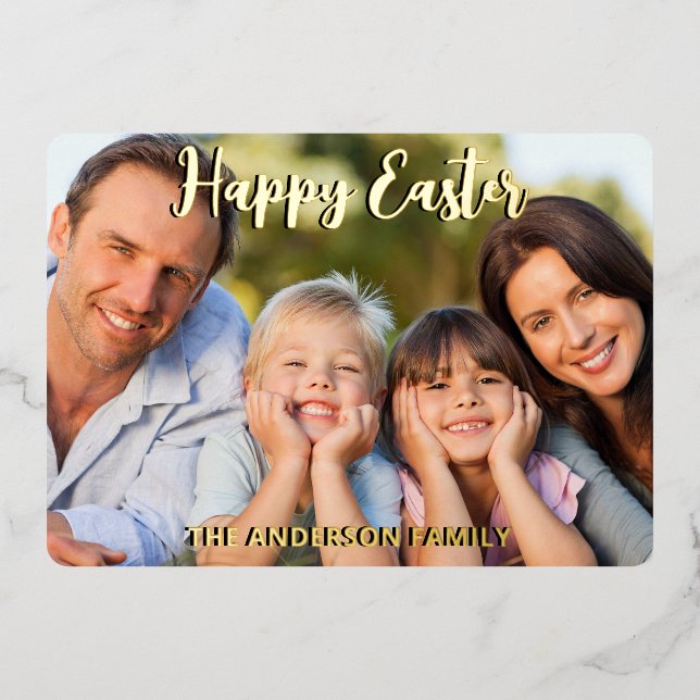 Happy Easter Modern Elegant Script Custom Photo (Front)