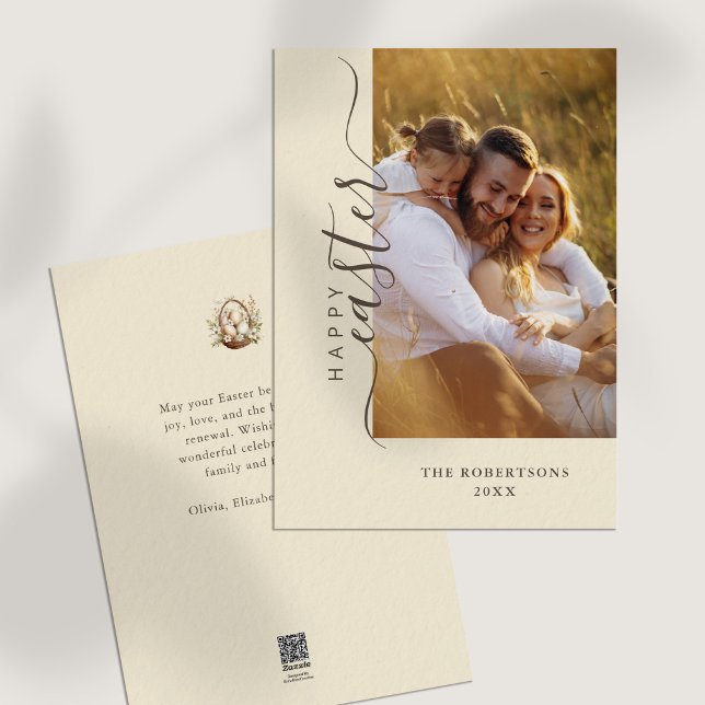 Happy Easter Modern Minimalist Greeting Card (Happy Easter Modern Minimalist Greeting Card on a white table.)