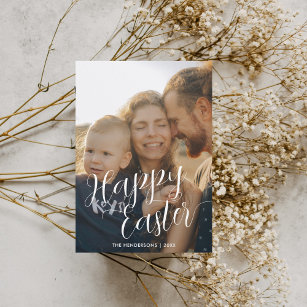 Happy Easter Modern Script Photo Holiday Card