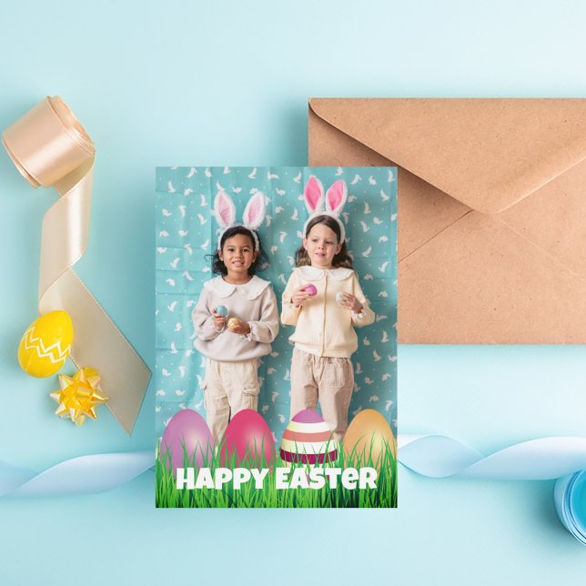 Happy Easter Modern Script Photo Holiday Card (Creator Uploaded)