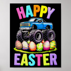 Happy Easter Monster Truck Colourful Egg Hunt  Poster