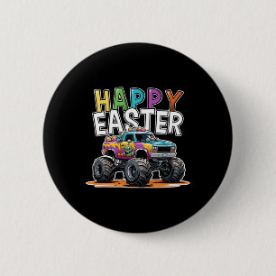Happy Easter Monster Truck Easter Egg Hunting Boys 6 Cm Round Badge