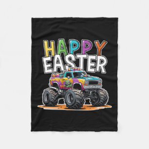 Happy Easter Monster Truck Easter Egg Hunting Boys Fleece Blanket