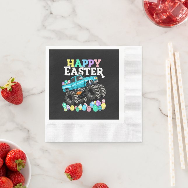 Happy Easter Monster Truck Easter Eggs Napkin (Insitu)
