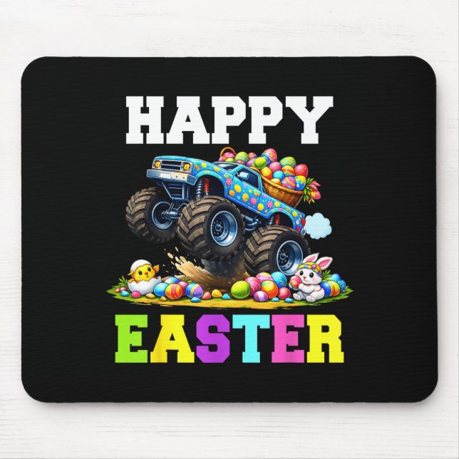 Happy easter monster truck funny easter eggs boy mouse pad (Front)