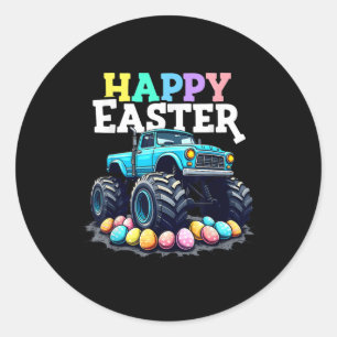 Happy Easter Monster Truck Funny Egg Hunt Toddler Classic Round Sticker