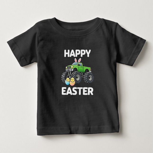 Happy Easter Monster Truck Kids Holiday Baby T-Shirt (Front)