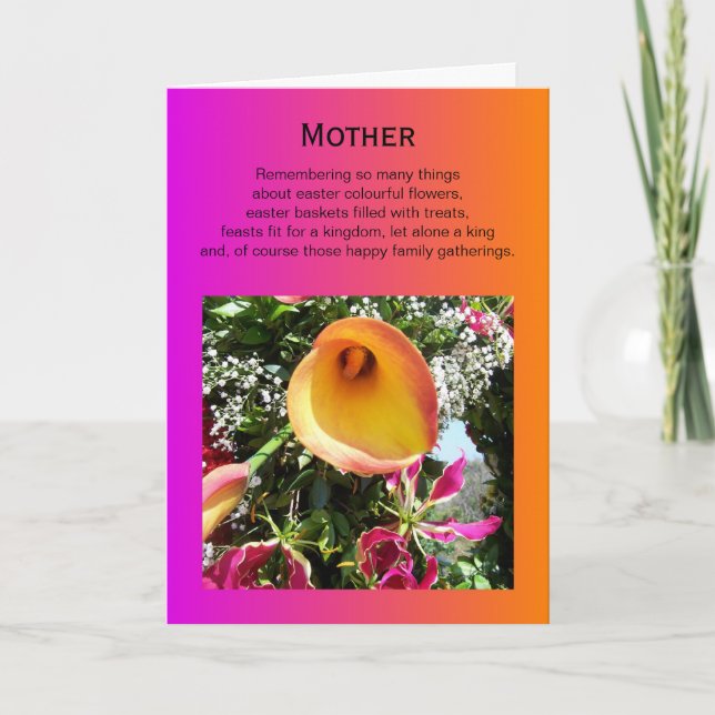 Happy Easter Mother Card - Orange Lilly (Front)