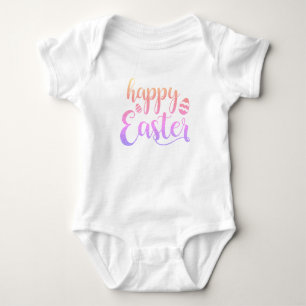 Happy Easter Multi-coloured Easter Egg Typography Baby Bodysuit