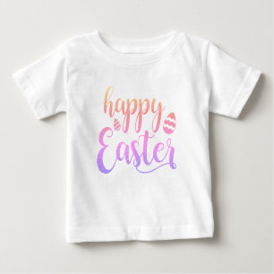 Happy Easter Multi-coloured Easter Egg Typography Baby T-Shirt