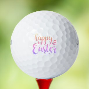 Happy Easter Multi-coloured Easter Egg Typography Golf Balls