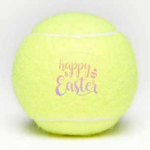 Happy Easter Multi-coloured Easter Egg Typography Tennis Balls