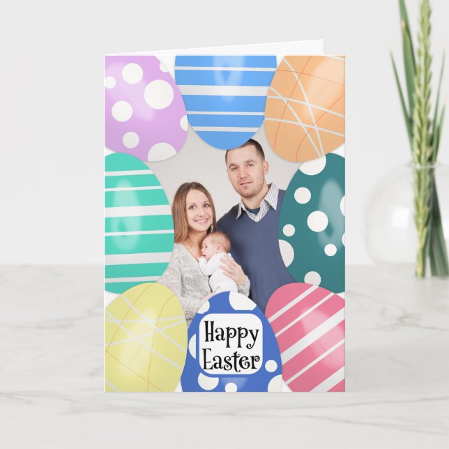 Happy Easter Multi Egg Frame Add Yout Photo Here  Holiday Card (Front)