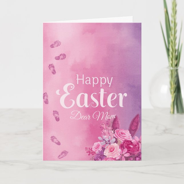 Happy Easter Mum , Personalised Easter Baby prints Holiday Card (Front)