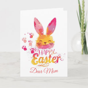 Happy Easter Mum , Personalised Easter funnyBunny Holiday Card