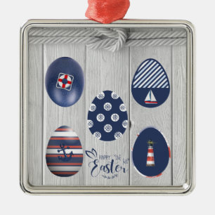 Happy Easter Nautical Themed Coastal Boating Metal Tree Decoration